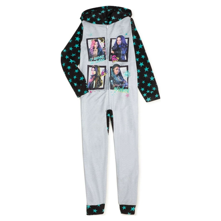 Disney Descendants Girls Hooded Blanket Sleeper Bodysuit Sizes 4 10 Walmart