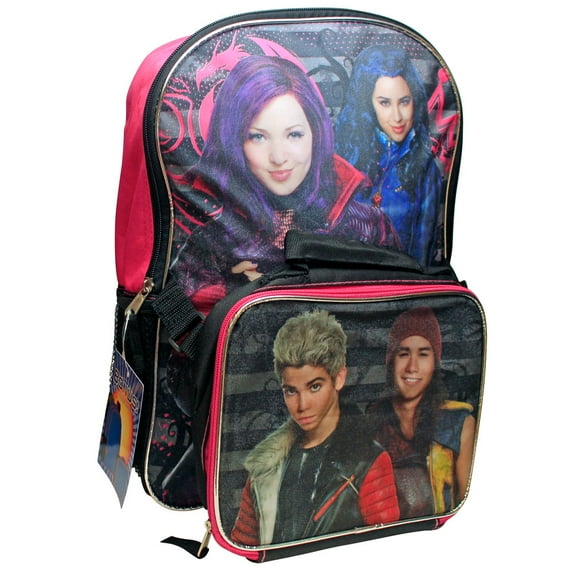 Disney Descendants Girls' Pink Child Backpack with Lunch Bag Set