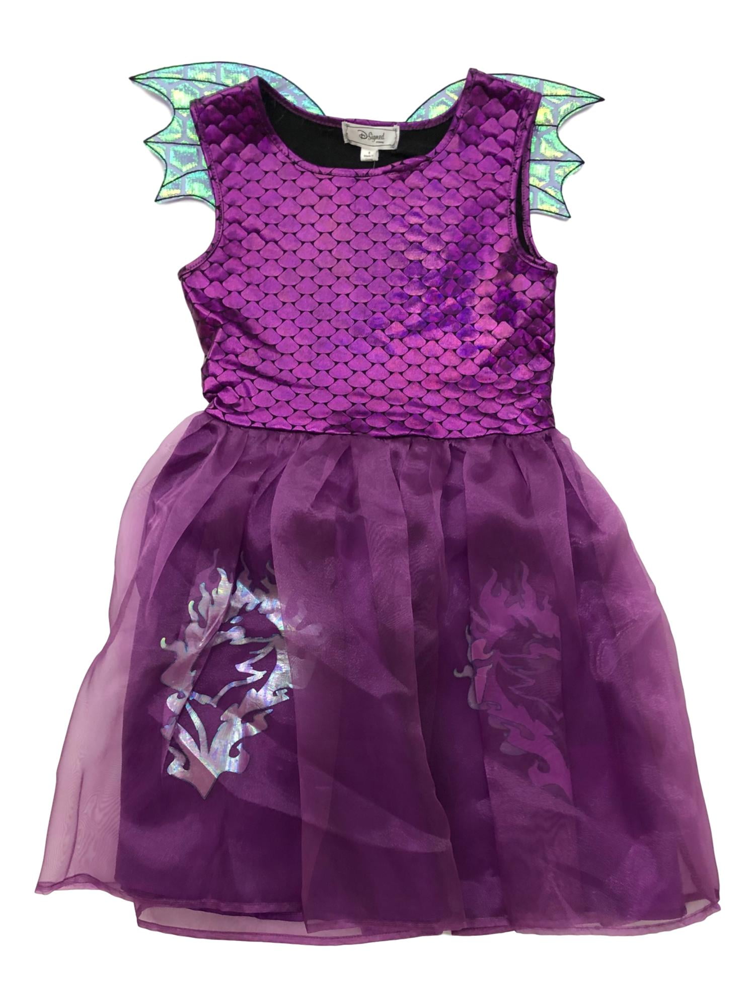 mal descendants 2 purple dress Disney Descendants Girls Purple Tulle Mal Dragon Dress & Wings Large