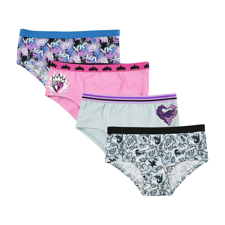 Disney Descendants Girls Stretch Hipster Briefs Underwear, 4-Pack