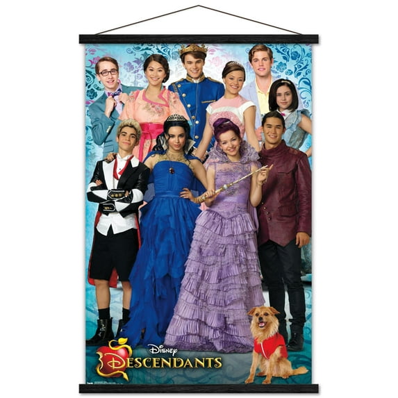 Disney Descendants - Group Wall Poster with Wooden Magnetic Frame, 22.375" x 34"
