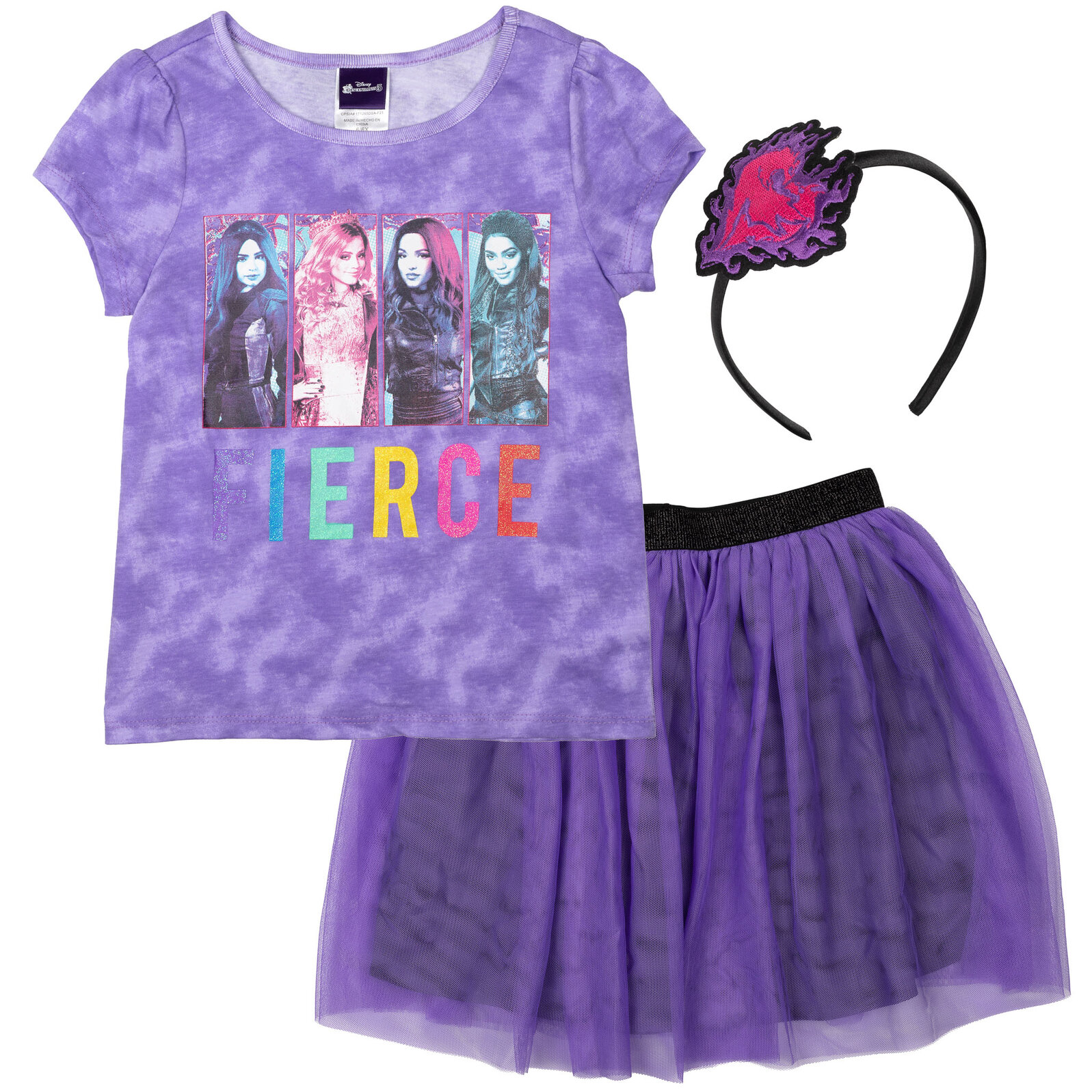 Disney Descendants Mal Evie Audrey Big Girls T Shirt Skirt and Headband 3 Piece Outfit Set Little Kid to Big Kid Walmart