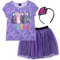 thumbnail image 1 of Disney Descendants Mal Evie Audrey Little Girls T-Shirt Skirt and Headband 3 Piece Outfit Set Little Kid to Big Kid, 1 of 5