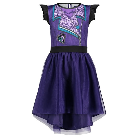 Disney Descendants Mal Little Girls Tulle Sequin Cosplay Dress Little Kid to Big Kid