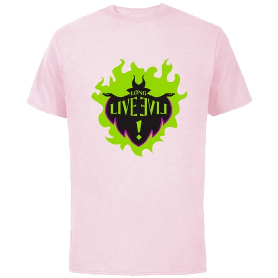 Disney Descendants Maleficent Long Live Evil - Short Sleeve Cotton T-Shirt for Adults -Customized-Soft Pink