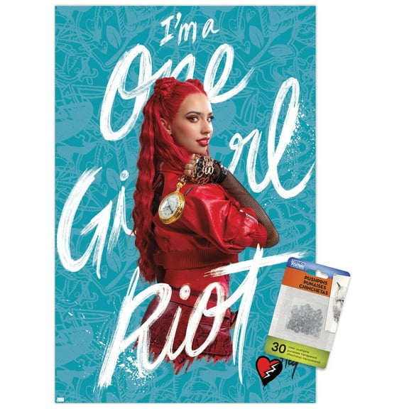 Disney Descendants: The Rise of Red - Red Wall Poster with Push Pins, 14.725" x 22.375"