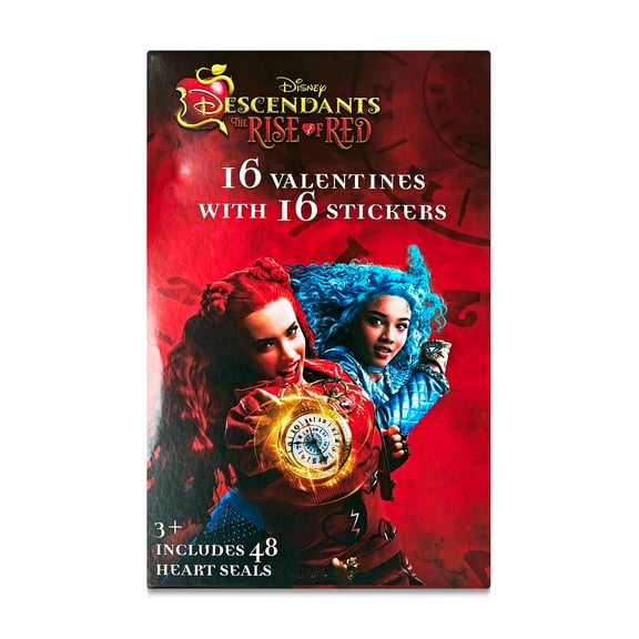 Disney Descendants Valentine Exchange Cards with Bonus Stickers, Multi-Color, Paper, 16 Count