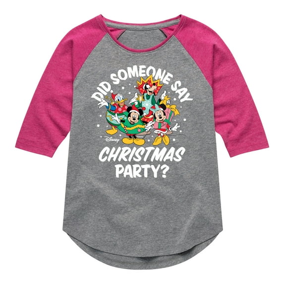 Disney - Did Someone Say Christmas Party - Toddler & Youth Girls Raglan Graphic T-Shirt