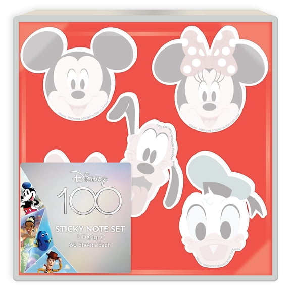 Disney Die-Cut Sticky Notes, Classic Characters, 3" x 3", 5 Pads (60 Sheets Each)