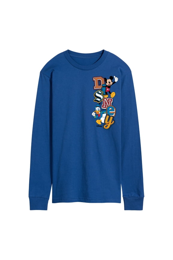 - Disney Faux Patch - Men's Long Sleeve Graphic T-Shirt