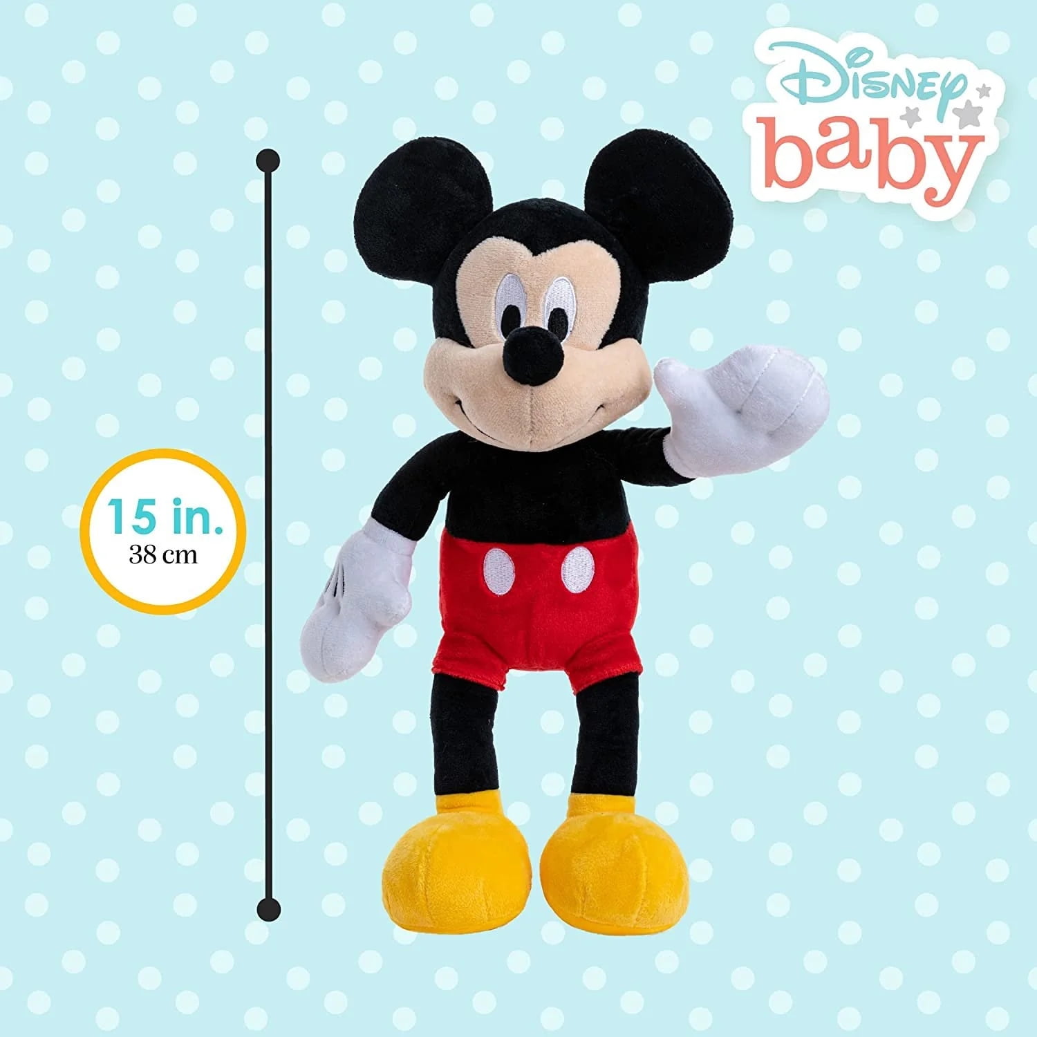 Disney Baby 15-Inch Black, Red, and Yellow Plush Mickey Mouse Toy