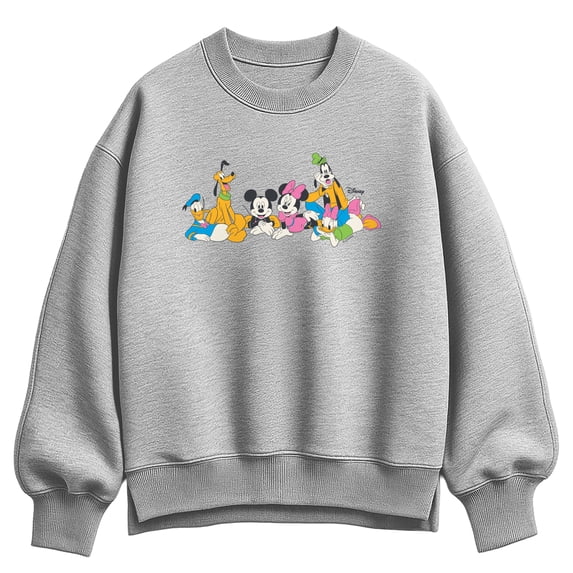Disney - Disney Standard Character Group Stand Chest - Women's Oversized Fleece Crew Sweatshirt