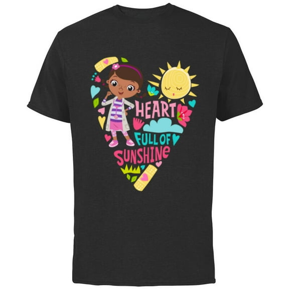 Disney Doc McStuffins Heart Full of Sunshine Girls’ - Short Sleeve Cotton T-Shirt for Adults - Customized-Black