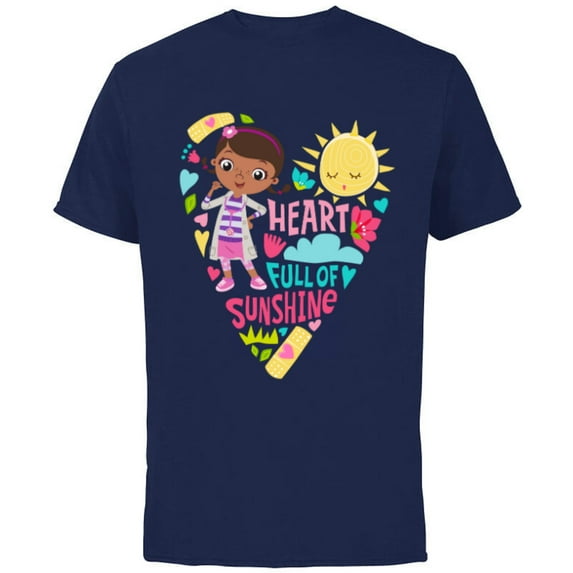 Disney Doc McStuffins Heart Full of Sunshine Girls’ - Short Sleeve Cotton T-Shirt for Adults - Customized-Navy