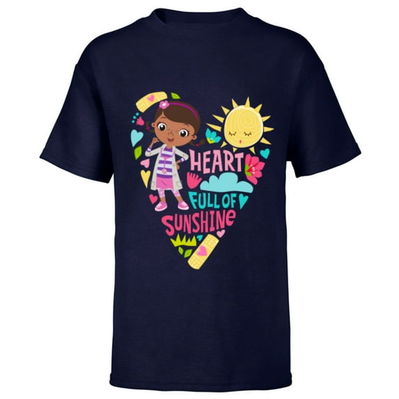 Disney Doc McStuffins Heart Full of Sunshine Girls’ - Short Sleeve T-Shirt for Kids - Customized-Navy