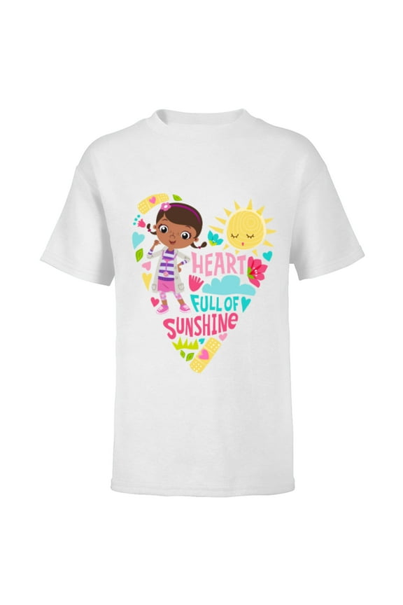 Doc McStuffins Heart Full of Sunshine Girls’ - Short Sleeve T-Shirt for Kids - Customized-White