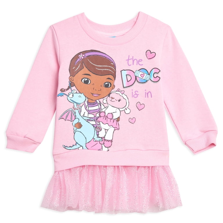 doc mcstuffins birthday dress Disney Little Girls Fleece Costume Sweatshirt 6-6X lavender and cream