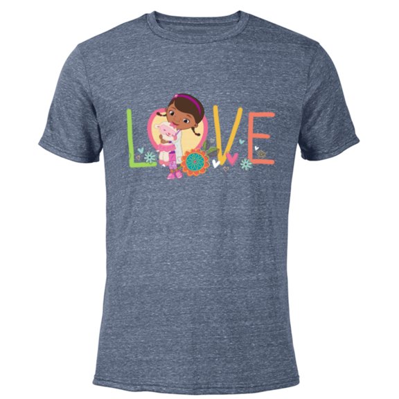 Disney Doc McStuffins and Lambie Love Girls’ - Short Sleeve Blended T-Shirt for Adults - Customized-Navy Heather