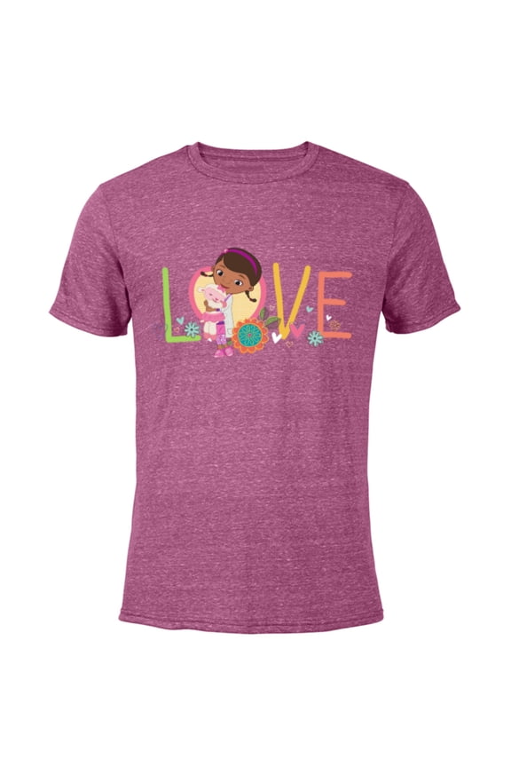 Doc McStuffins and Lambie Love Girls’ - Short Sleeve Blended T-Shirt for Adults - Customized-Purple