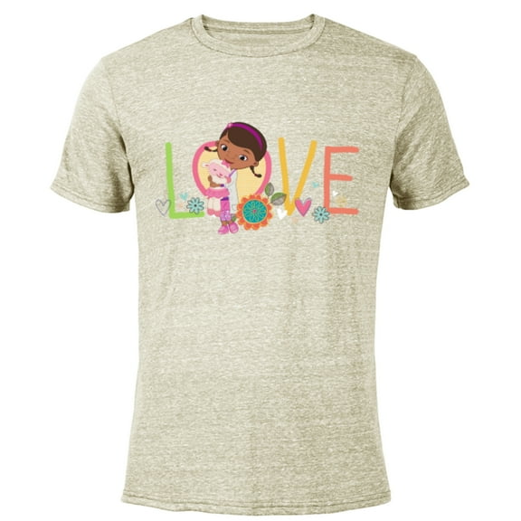 Disney Doc McStuffins and Lambie Love Girls’ - Short Sleeve Blended T-Shirt for Adults - Customized-Yellow
