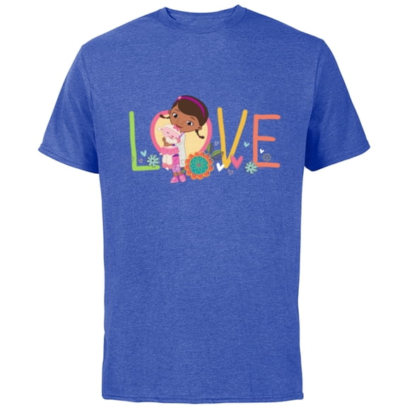 Disney Doc McStuffins and Lambie Love Girls’ - Short Sleeve Cotton T-Shirt for Adults - Customized-Royal Heather