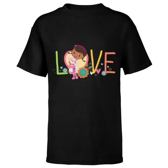 Disney Doc McStuffins and Lambie Love Girls’ - Short Sleeve T-Shirt for Kids - Customized-Black