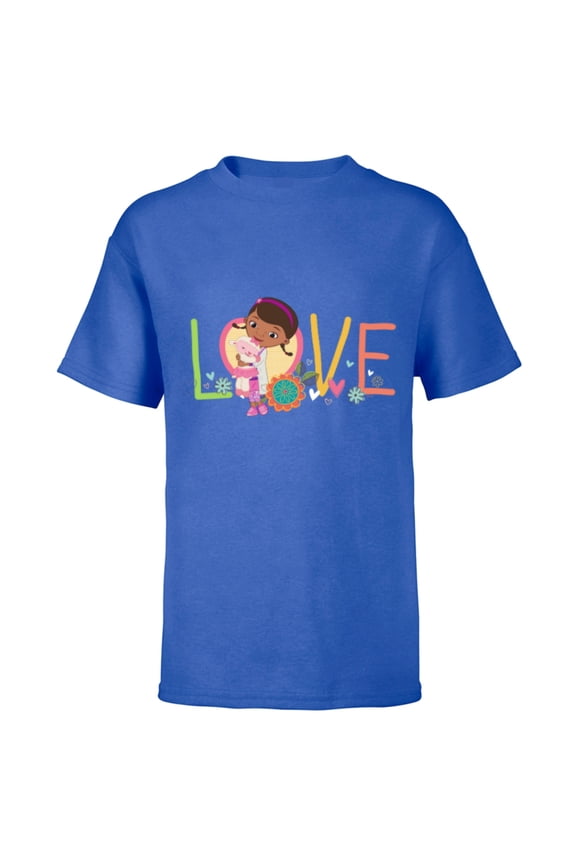 Doc McStuffins and Lambie Love Girls’ - Short Sleeve T-Shirt for Kids - Customized-Royal