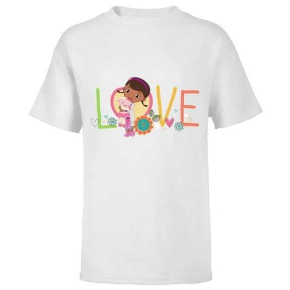 Disney Doc McStuffins and Lambie Love Girls’ - Short Sleeve T-Shirt for Kids - Customized-White