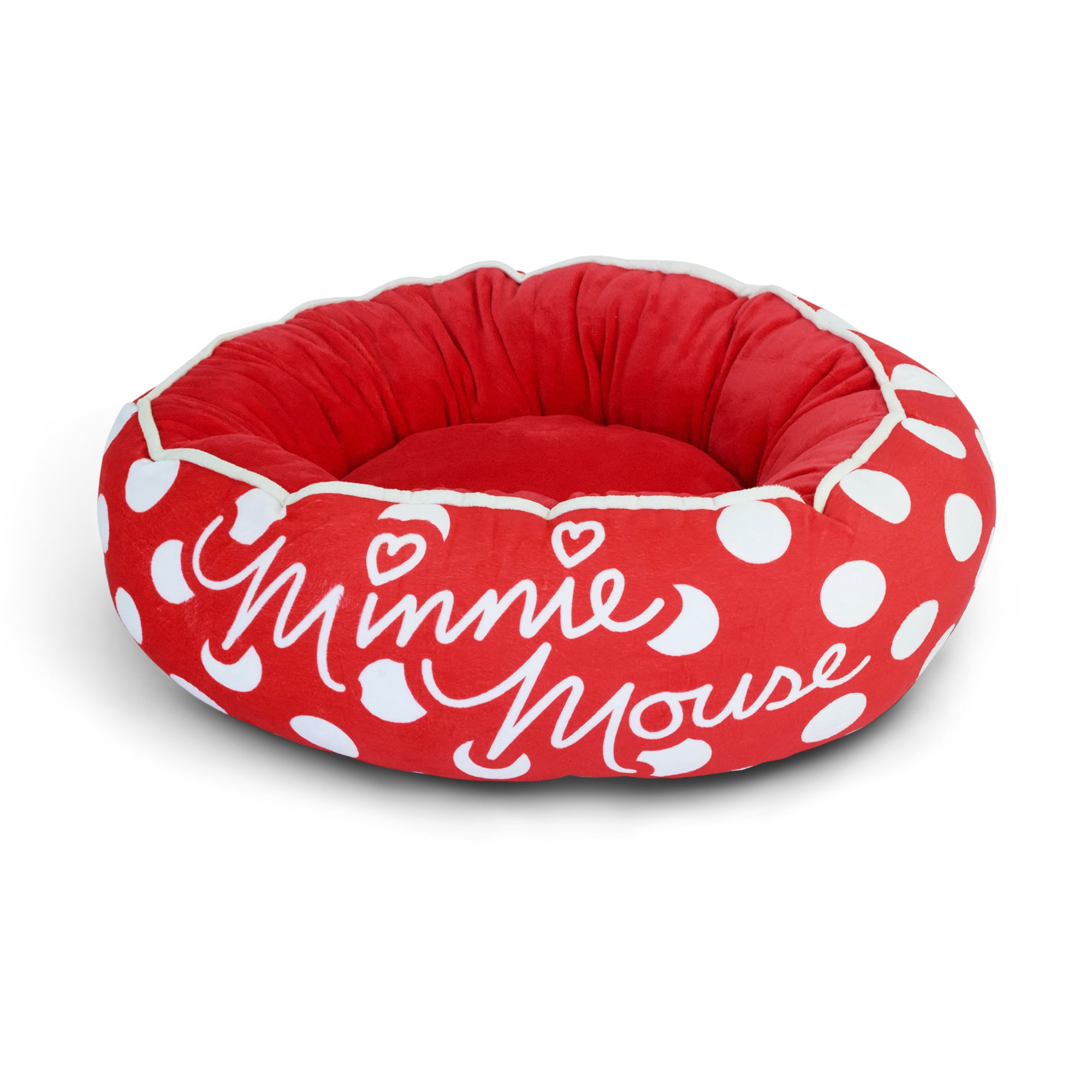 Disney Dog Bed, Minnie Mouse Script and Polka Dot Red, Donut - Walmart.com