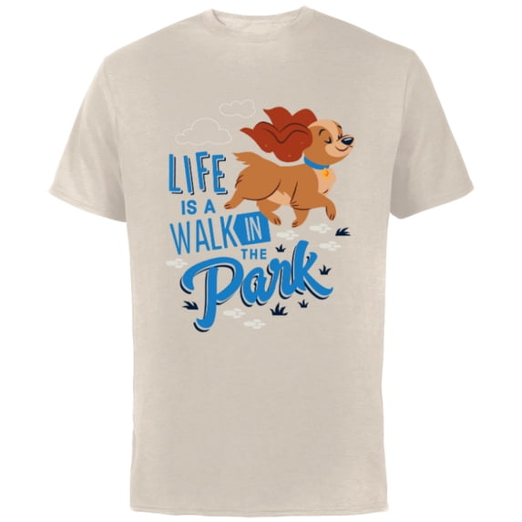 Disney Dogs Lady Life is a Walk in the Park - Short Sleeve Cotton T-Shirt for Adults - Customized-Natural