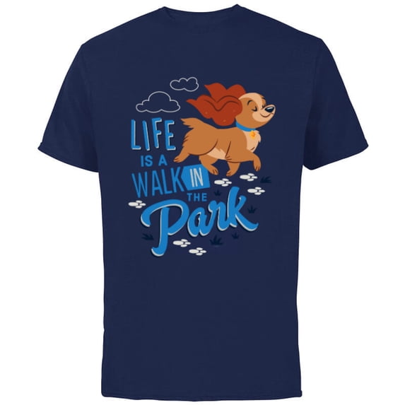 Disney Dogs Lady Life is a Walk in the Park - Short Sleeve Cotton T-Shirt for Adults - Customized-Navy