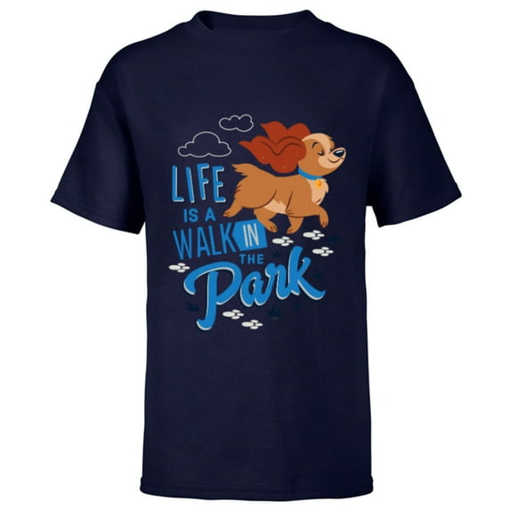 Disney Dogs Lady Life is a Walk in the Park - Short Sleeve T-Shirt for Kids - Customized-Navy