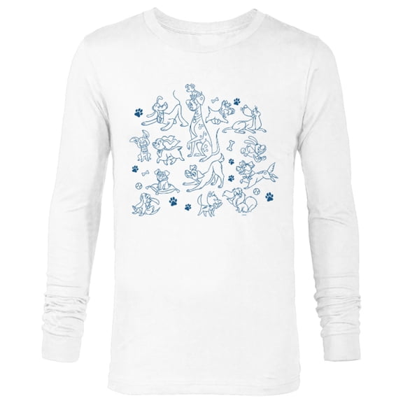Disney Dogs Paw Prints - Long Sleeve T-Shirt for Men - Customized-White