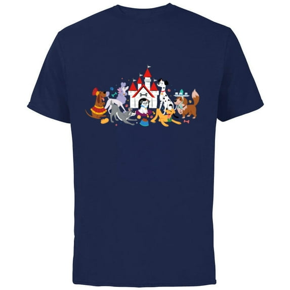 Disney Dogs Puppy Friends - Short Sleeve Cotton T-Shirt for Adults - Customized-Navy