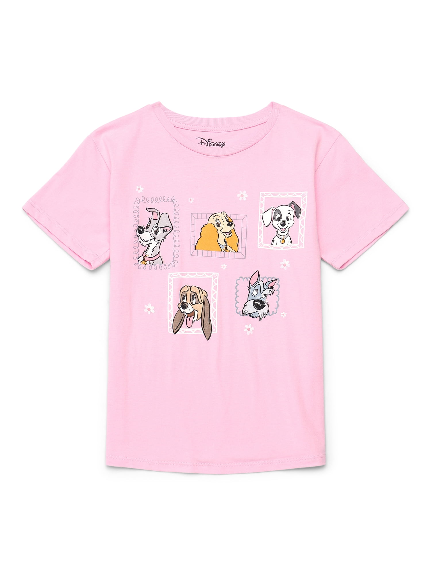 Disney Dogs Stay Pawsome Girls Short Sleeve Graphic T-Shirt, Sizes 4-16
