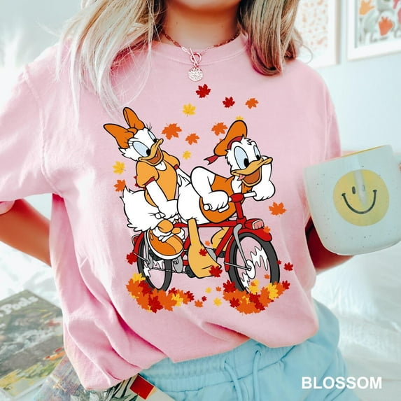 Disney Donald And Daisy Fall T-Shirt, Comfort Colors Disney Donald Duck Shirt, Disney Fall Tee,Blossom Color,Size M