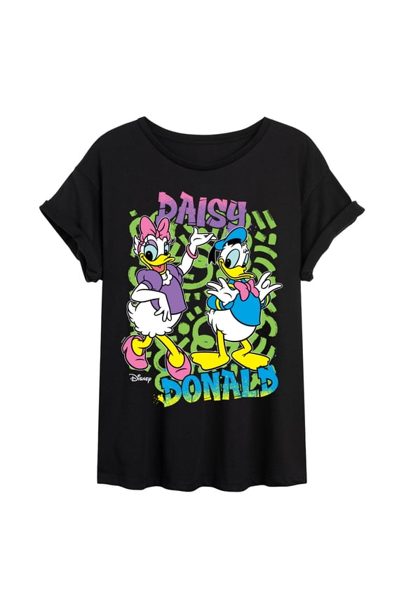 - Donald And Daisy Oversized - Womens Oversized Graphic T-Shirt