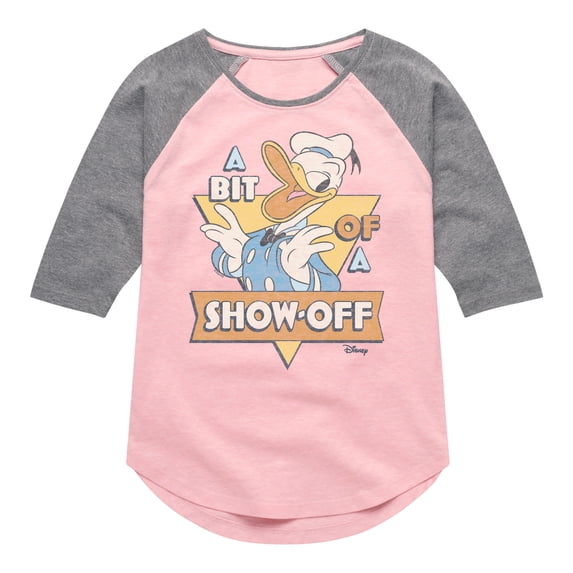 Disney - Donald Bit Of A Show Off - Toddler & Youth Girls Raglan Graphic T-Shirt