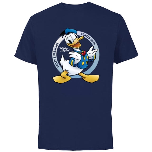 Disney Donald Duck 90th Anniversary Feisty & Fabulous Legend- Short Sleeve Cotton T-Shirt for Adults - Customized-Navy