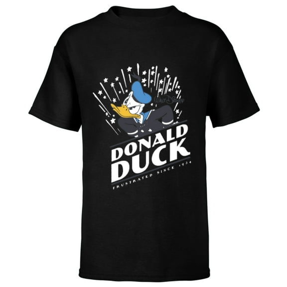 Disney Donald Duck 90th Anniversary Frustrated Since 1934- Short Sleeve T-Shirt for Kids - Customized-Black