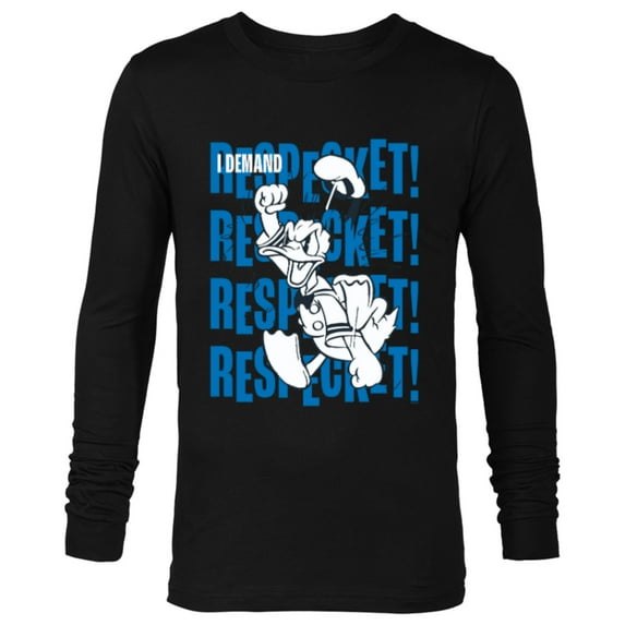 Disney Donald Duck 90th Anniversary I Demand Respect! Retro- Long Sleeve T-Shirt for Men - Customized-Black