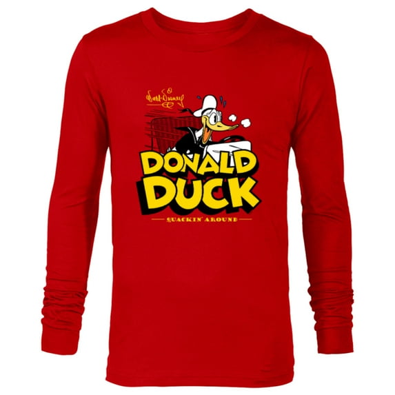 Disney Donald Duck 90th Anniversary Quackin’ Around Retro- Long Sleeve T-Shirt for Men - Customized-New Red