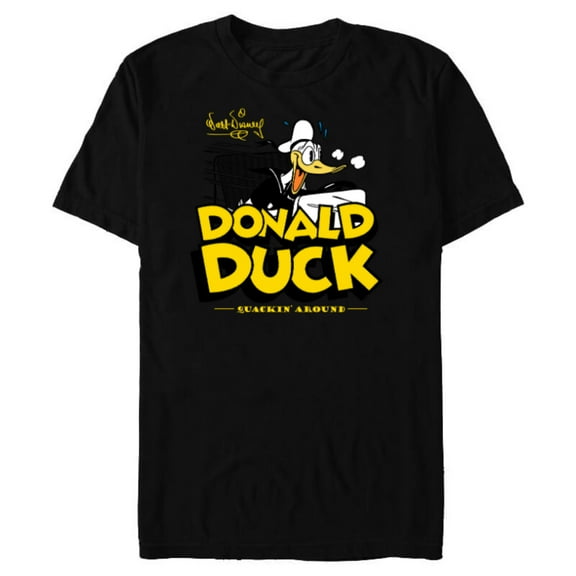 Disney Donald Duck 90th Anniversary Quackin’ Around Retro- Short Sleeve Blended T-Shirt for Adults - Customized-Black