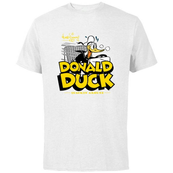 Disney Donald Duck 90th Anniversary Quackin’ Around Retro- Short Sleeve Cotton T-Shirt for Adults - Customized-White