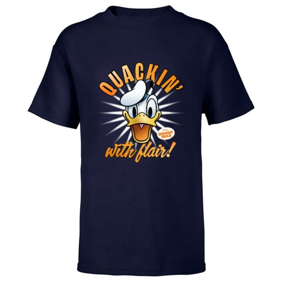 Disney Donald Duck 90th Anniversary Quackin’ With Flair!- Short Sleeve T-Shirt for Kids - Customized-Navy