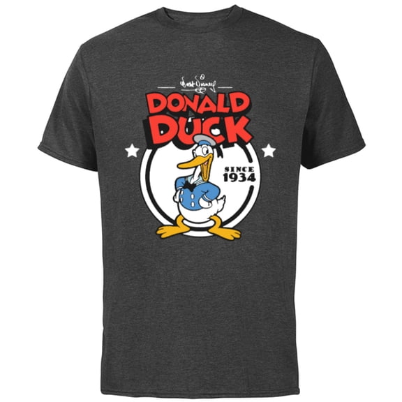 Disney Donald Duck 90th Anniversary Since 1934 Retro Vintage- Short Sleeve Cotton T-Shirt for Adults - Customized-Charcoal Heather