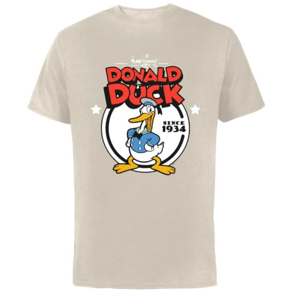 Disney Donald Duck 90th Anniversary Since 1934 Retro Vintage- Short Sleeve Cotton T-Shirt for Adults - Customized-Natural