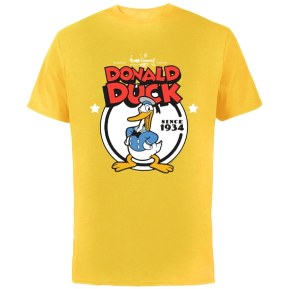 Disney Donald Duck 90th Anniversary Since 1934 Retro Vintage- Short Sleeve Cotton T-Shirt for Adults - Customized-Yellow