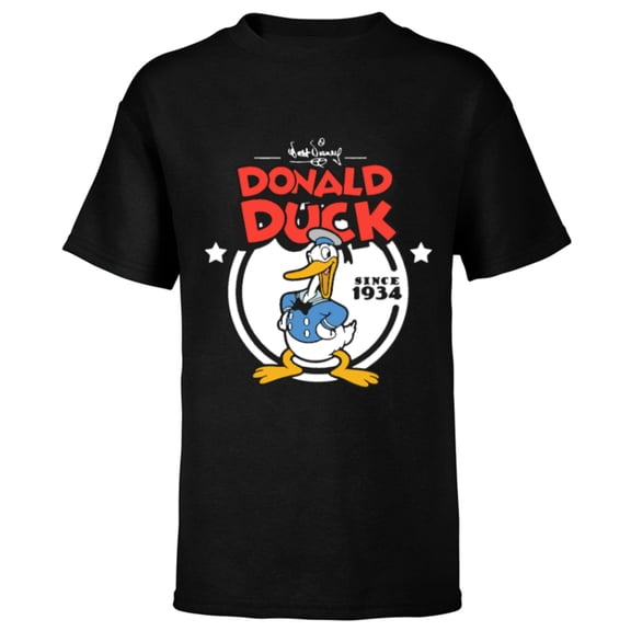 Disney Donald Duck 90th Anniversary Since 1934 Retro Vintage- Short Sleeve T-Shirt for Kids - Customized-Black