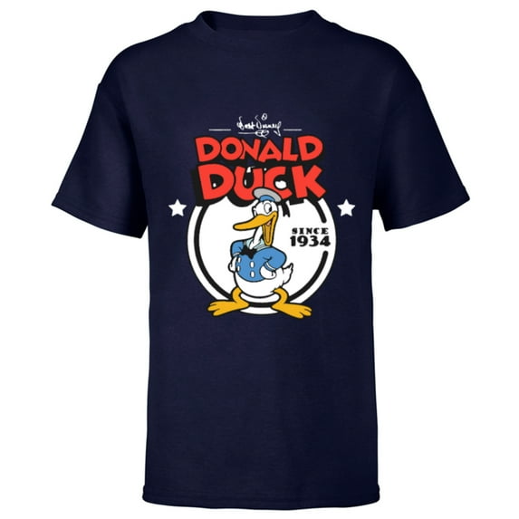 Disney Donald Duck 90th Anniversary Since 1934 Retro Vintage- Short Sleeve T-Shirt for Kids - Customized-Navy